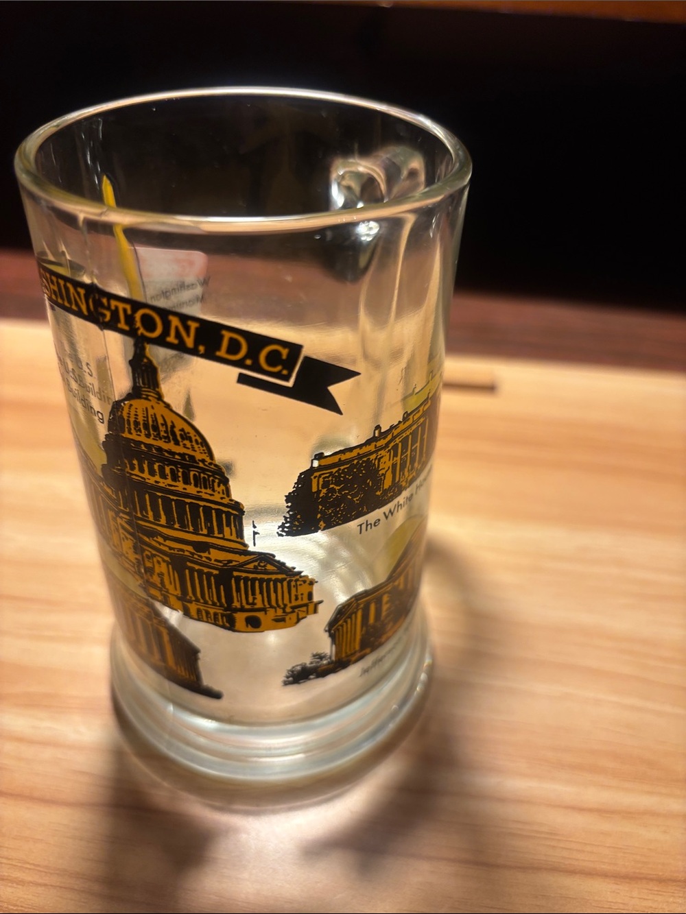 Washington D.C. Souvenir Glass with Gold Print